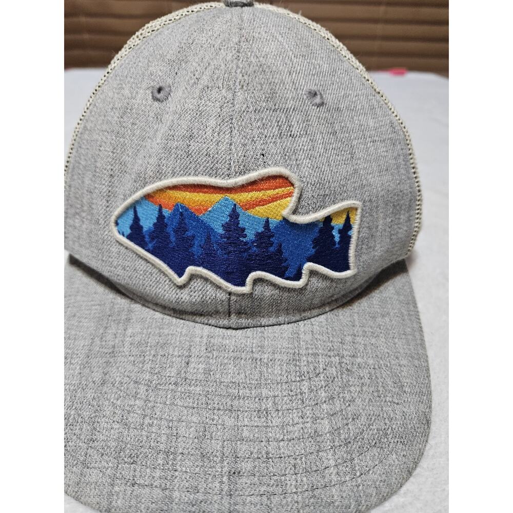 Fish Collection Hat Local Crowns Forest Views Snapback Heather Gray Cream Mesh